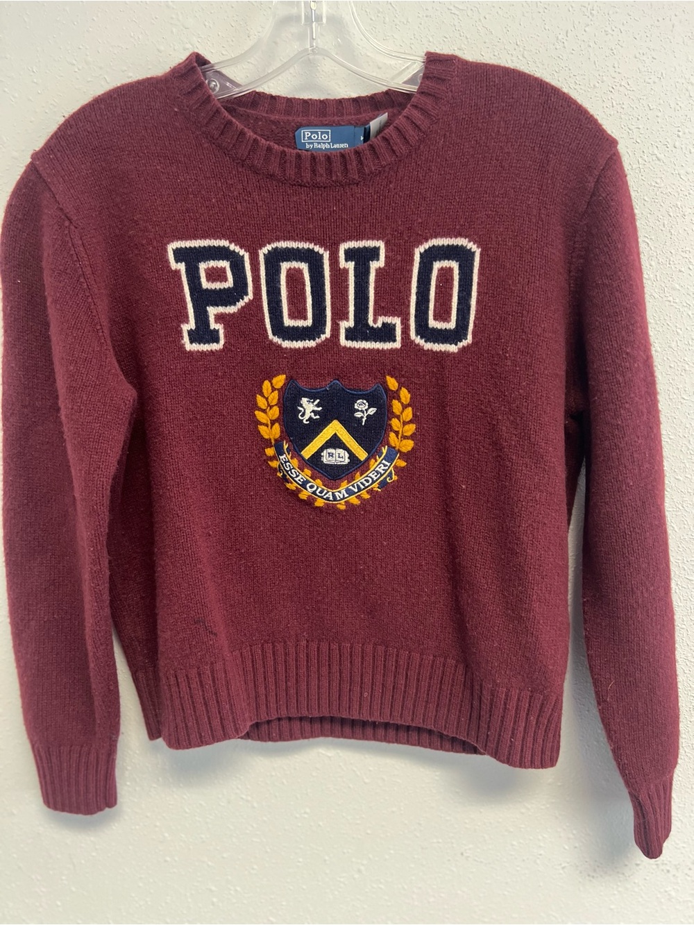 Polo by Ralph Lauren Burgundy Crewneck with Embroidered Crest
